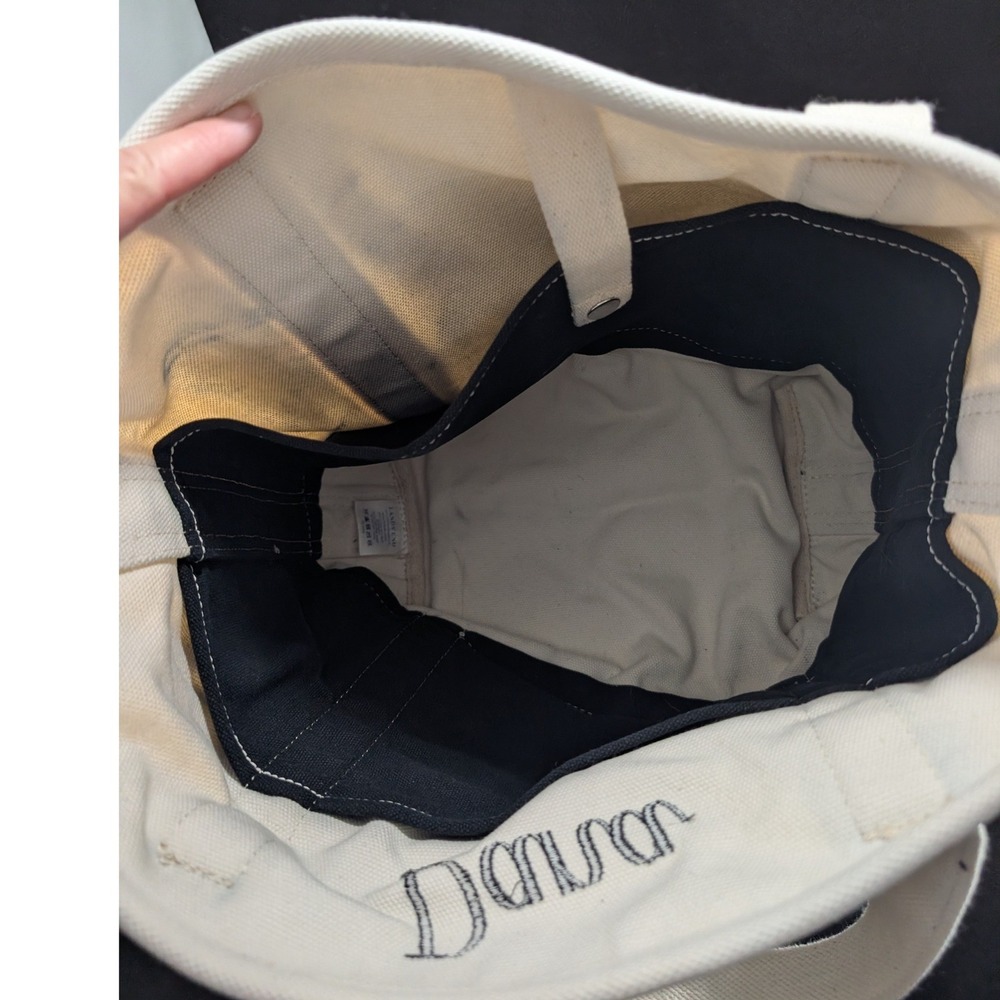 Lands End Canvas Tote Bag Black and Natural White / cream Personalized Dana - Picture 3 of 12